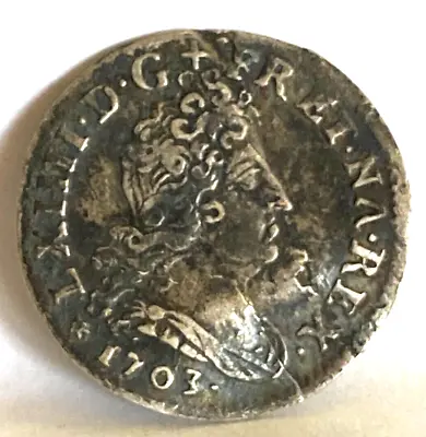 1703 G France Silver 5 Sols 1/16 Ecu 1/4 Tounois Rare Silver Coin Louix Xiv • £25