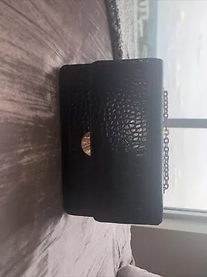 Mango Crocodile Black Purse Gold Chain • $10