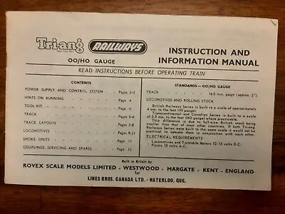 Vintage Hornby Triang Catalogue - Instruction Book Canadian Issue • £0.80