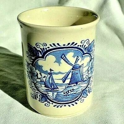Vintage Delft Style Eit Windmill And Sailboat Blue & White Cup England Nautical • $20.36
