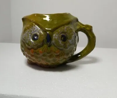 Vtg 1989 Green Owl Coffe Tea Mug Pacific Stoneware Signed B. Walsh Decorative  • $10