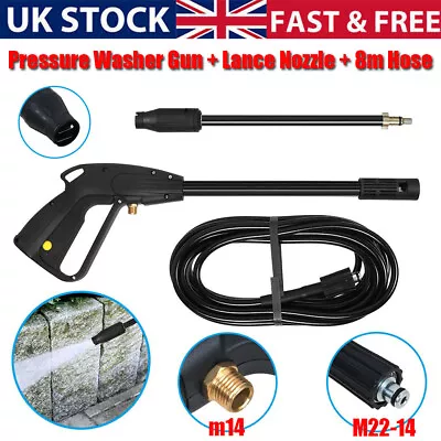 £21 • Buy High Pressure Washer Spray Gun Lance & 8M Washing Hose Kit For Car Jet 150 Bar