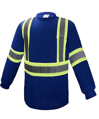 Blue Safety Shirt With Two Tones Stripes  Long Sleeve  • $13.99