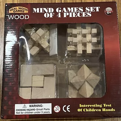 Mind Game Wooden Set 4 Interlocking Puzzles • $18