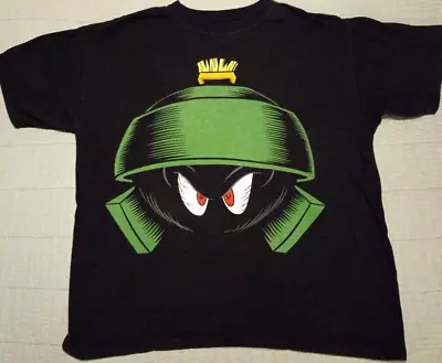 Men's Large Looney Tunes Black Marvin The Martian Huge Graphic T Shirt • $11.50