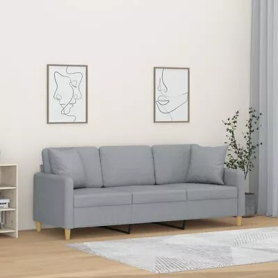 3-Seater Sofa With Throw Pillows Light Grey • $415.10