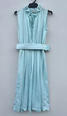 Vintage Kaye Goulding 80s Aqua Sleeveless Dress • $24.79