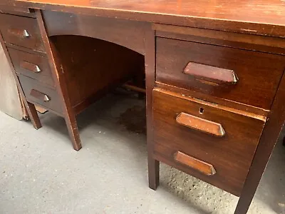 Vintage Retro Mid Century Wooden MCM Office Pedestal Work Desk • £195