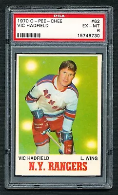 1970 Opc Hockey 62 Vic Hadfield N. Y. Rangers Psa 6 Ex-mint • $24.50