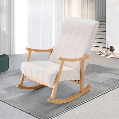 £149.95 • Buy Rocking Chair Nursery Beige Glider Rocker High Back Upholstered Reading Armchair