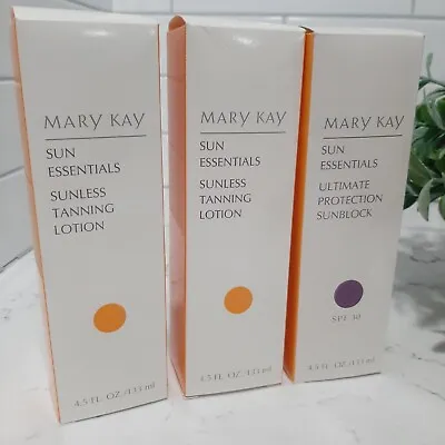 Lot 3 Mary Kay Sun Essentials Sunblock SPF30 & Sunless Tanning Lotion 4.5 FL Oz • $29.50