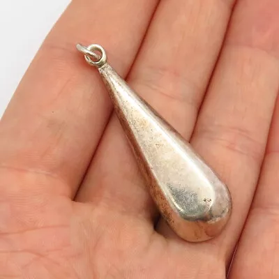 925 Sterling Silver Vintage Mexico Teardrop Design Hollow Pendant • $27.99