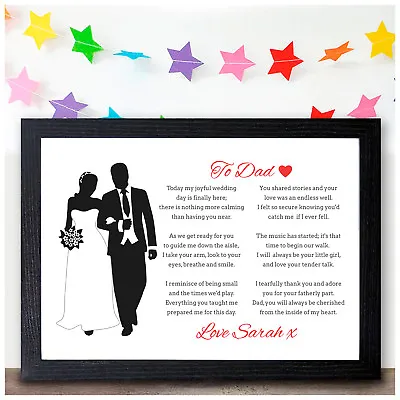 Personalised Father Of The Bride Keepsake Poem Father Of The Bride Dad Gifts • £15.95