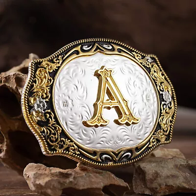 Western Belt Buckle Initial Letters A To Z Cowboy Belt Buckles Men Cloth Decor • $11.55