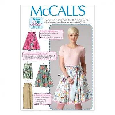 McCalls Ladies Easy Sewing Pattern 7129 Wrap Over Tie Skirts (McCalls-7129-M) • £13.50
