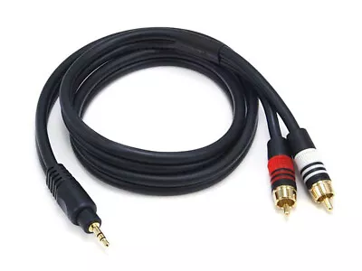 Monoprice 3ft Premium 3.5mm Stereo Male To 2RCA Male 22AWG Cable - Black • $6.48