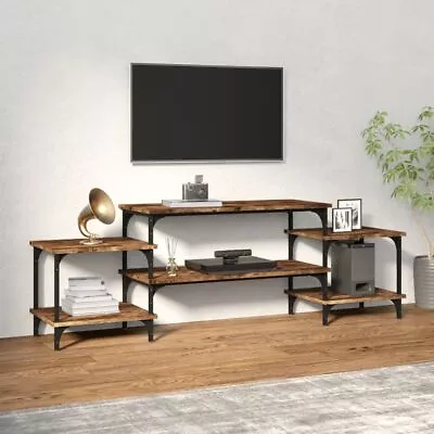 Industrial Rustic Smoked Oak Wooden TV Tele Stand Unit Cabinet Media Centre Wood • £52.99