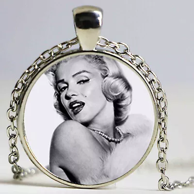 MARILYN MONROE BLACK WHITE Pendant On 20  925 Sterling Silver Necklace Gold Gift • $19.89