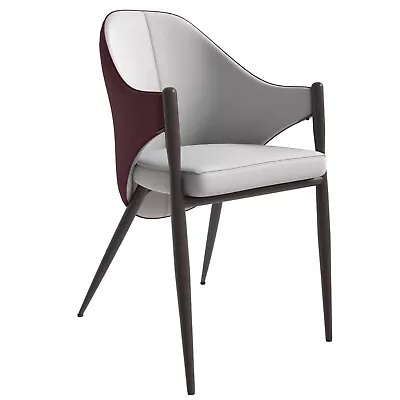 LeisureMod Sante Dining Chair Upholstered Leather Dining Chair With Iron Legs • $288