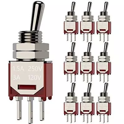  10Pcs AC 250V/1.5A 120V/3A ON/ON 2 Position 3 Pin SPDT Mini Micro Toggle  • $14.99