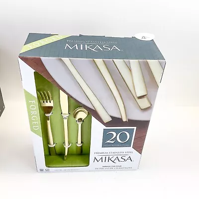 Mikasa Pera Satin Champagne Premium Stainless Steel Flatware Set 20-Piece New • $55.99