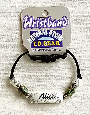 ID Wristband / Bracelet - Natural Stone - Sandblasted Name - Alice - Brand New • £2.99