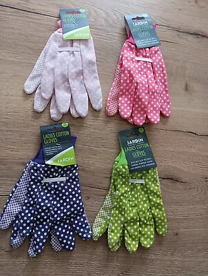 Ladies Polka Dot Garden Gardening General Purpose Gloves Pink Green Purple • £3.59