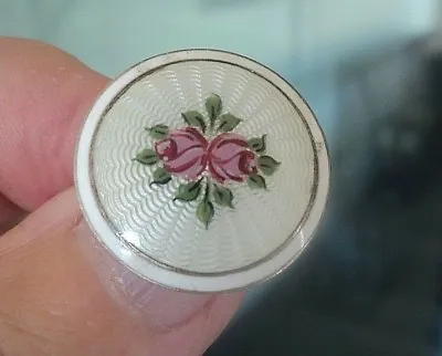 Norwegian Sterling Silver & Enamel Roses Brooch 1910/20s - Marius Hammer Norway • £108.99