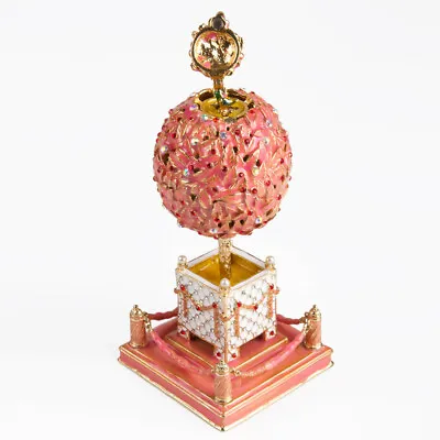 5  Pink Faberge Egg Replica Bay Tree Musical Egg Plays Swan Lake. Made In Russia • $211.65