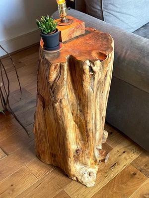 £300 • Buy Natural Wood Stump Coffee Table | Round Tree Trunk Bed Side Table Wooden Rustic