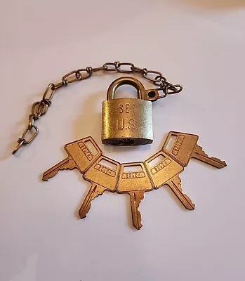 American Lock Padlock US Made W 5 Keys Brass 5340-00-682-1505 Navy  • $7.95