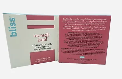 Bliss Spa Incredi-Peel 10% Glycolic Acid Resurfacing Peel-3 Treatments Brand New • $10.56