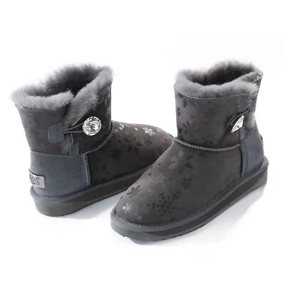 UGG Boots Womens Crystal Button Classics Water Resistant Premium Sheepskin Wool • $50.39