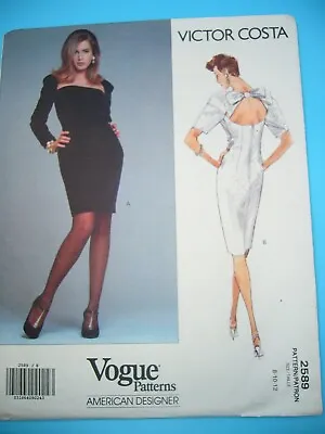 Miss Victor Costa UNCUT 2589 Vogue Pattern Open Back Pencil Dress Size 8-10-12 • $11