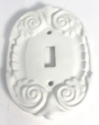 Vintage Porcelain White Victorian Style Scroll Single Light Switch Plate • $12.99