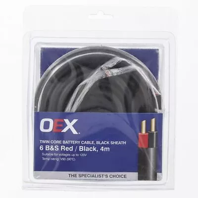 OEX Twin Core Battery Cable 6 B&S 4m Red/Black W/ Black Sheath ACX0928-4BL • $57.57