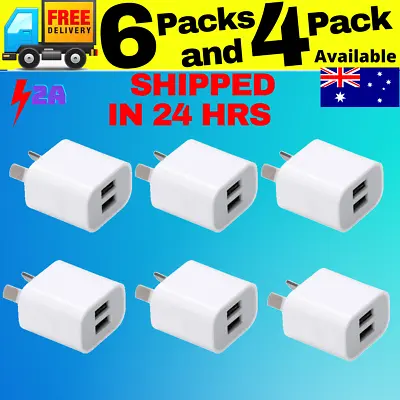 ⚡️ 4 6 PACK 5V Dual USB AC Wall Charger HOME Power Adapter AU Plug Phone 6PCS • $19.95