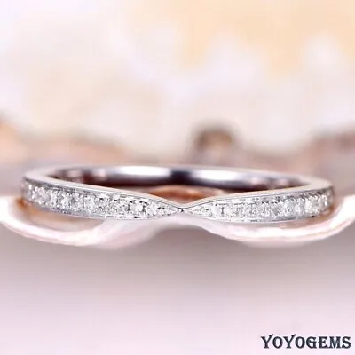 Round Cut 0.90 Carat Moissanite Eternity Wedding Band Solid 14K White Gold VVS1 • $203.82