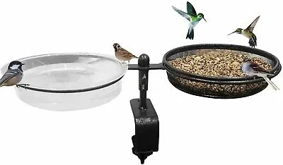 £9.99 • Buy 2 In 1 Deck Mounted Bird Bath Feeder Water Spa Table Balcony Garden Feeding Bowl