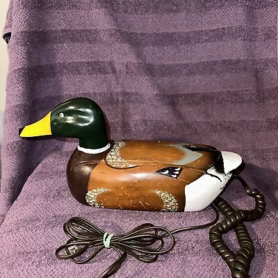 TeleMania Wooden Mallard Duck Wood Phone 80s Vintage UNTESTED • $55