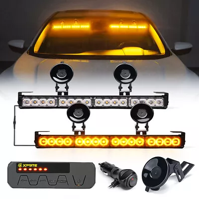 17 Amber LED Front Rear Windshield Visor Strobe Traffic Light Bar Emergency Dash • $77.35