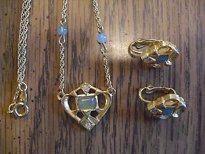 Avon Vintage Necklace Marked Avon & Clip Earring Set  Iridescent  • $7