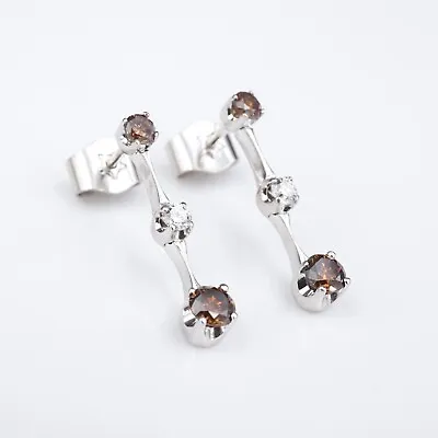 H. Stern 18k White Gold Diamond Fancy Chocolate Diamond Drop Earrings EG2237 • $2764.98