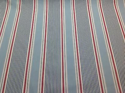 Clarke+Clarke SAIL STRIPE MARINE Nautical Cotton Fabric.Curtains/Upholstery • £1.95