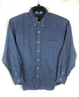Chaps Men's 2XL Long Sleeve Button Up Blue Check Cotton Blend Casual Shirt A20 • $3.75