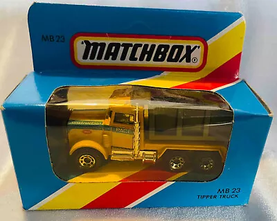 Matchbox-(1-75) - 23h - Peterbilt Quarry Tipper Truck - Yellow - Light Blue Box • $39.95