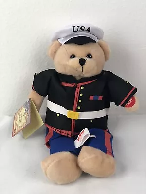 US Marines Military Bear Dress Uniform Plush Plays Marine Hymn USA PBC 11” • $24.99