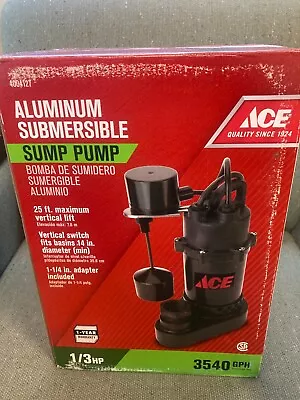 ACE Aluminum Submersible 1/3HP Sump Pump 3540GPH Vertical Switch BLACK-NIB • $69.95