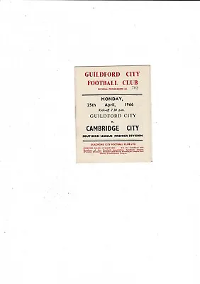 1965/66 Guildford City V Cambridge City Football Programme • £3.50