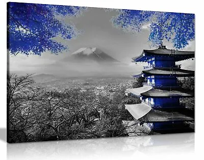 £24.99 • Buy Japanese Temple Autumn Black White Blue Canvas Wall Art Picture Print Home Decor